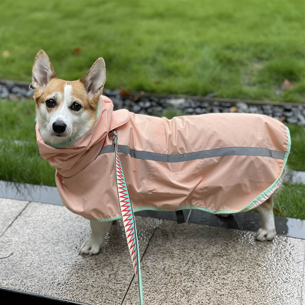 Chubasquero ligero e impermeable para perros con capucha y tira reflectante para exteriores