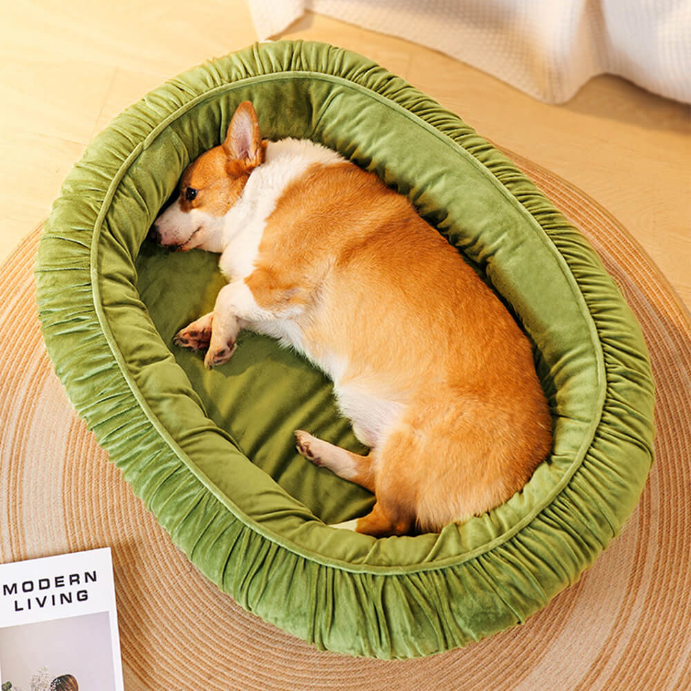 Cama desmontable para perros y gatos con soporte ortopédico ovalado y acogedora