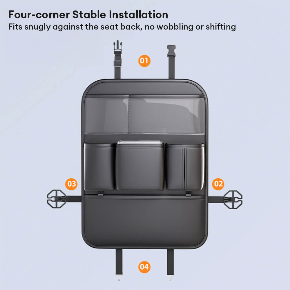 Organizador de respaldo de asiento de coche de PU cuero – Mantén tu coche limpio y ordenado