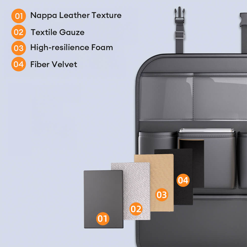 Organizador de respaldo de asiento de coche de PU cuero – Mantén tu coche limpio y ordenado