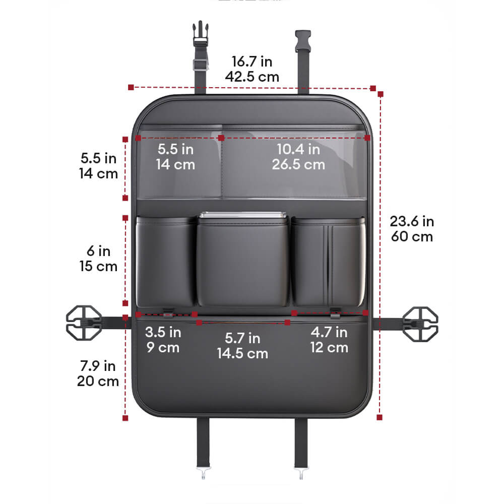 Organizador de respaldo de asiento de coche de PU cuero – Mantén tu coche limpio y ordenado