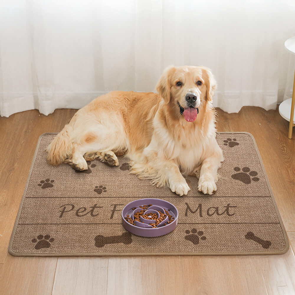Tazón y hueso patrón de alfombrilla para alimentación de mascotas antideslizante y absorbente para perros y gatos