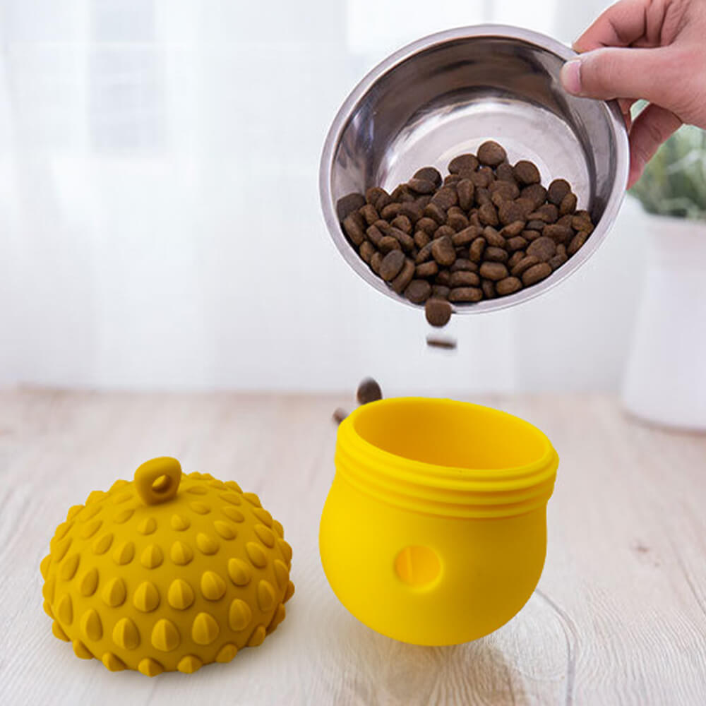 Juguete interactivo con forma de piña para perros con forma de bola de comida que gotea y comedero lento