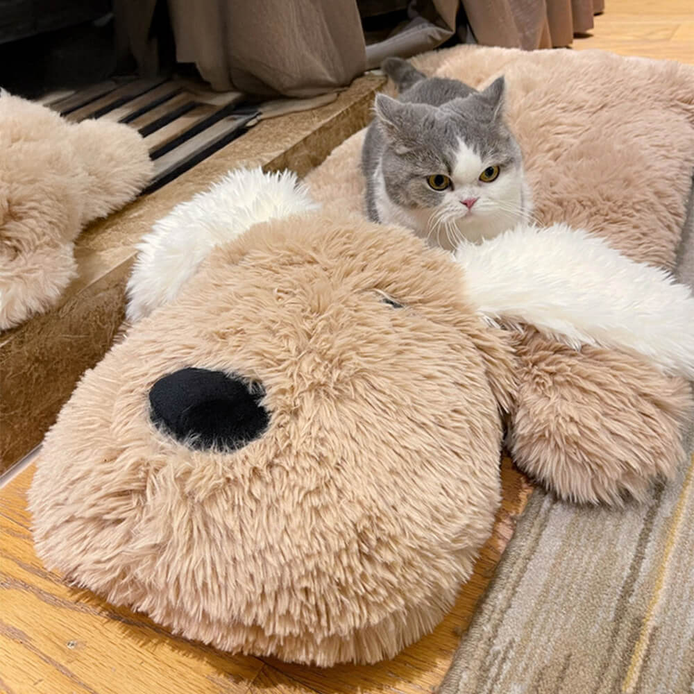 Alfombra decorativa para tumbonas con forma de perro de peluche de imitación de vellón