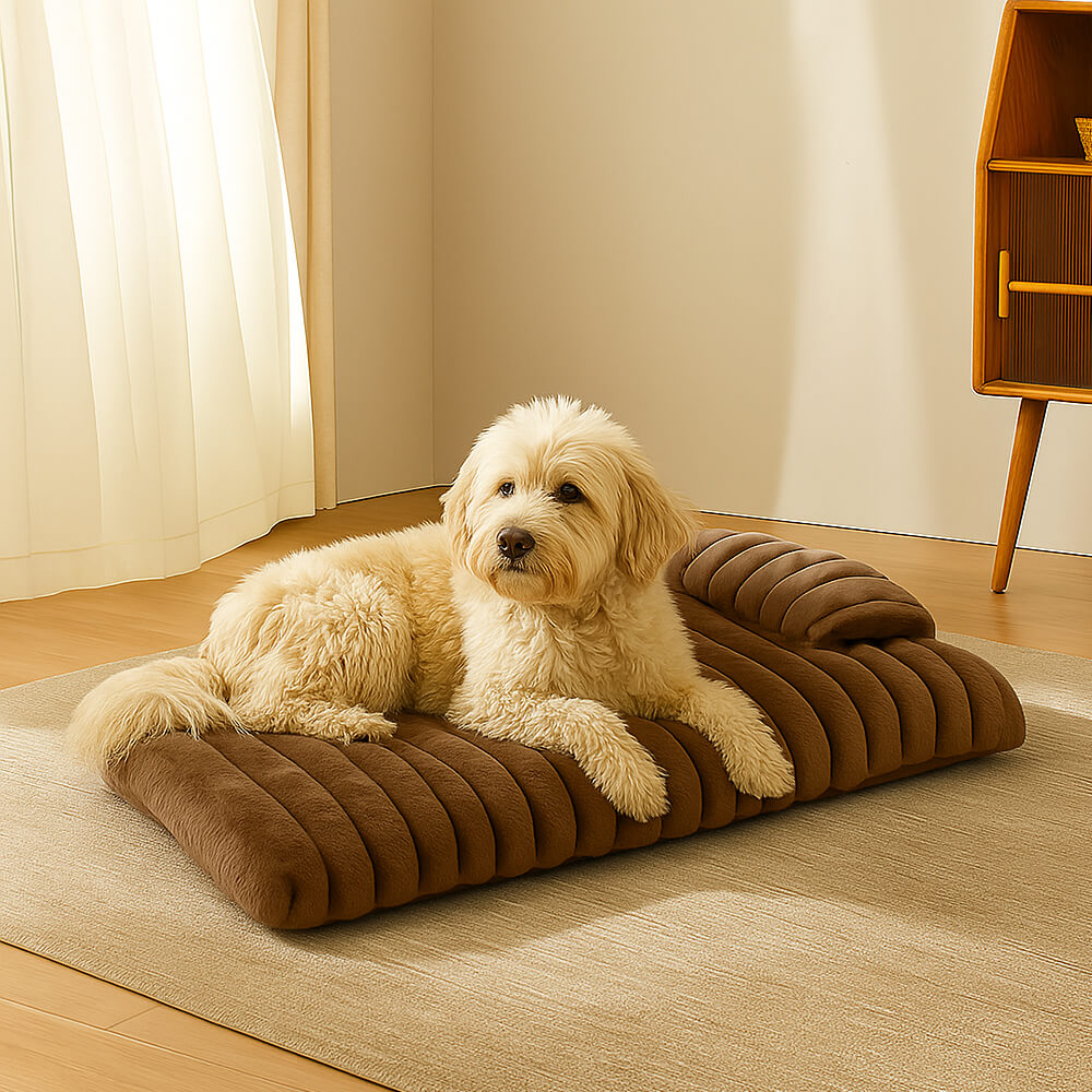 Cama para perros de felpa suave, gruesa y cómoda, que calma, con almohada
