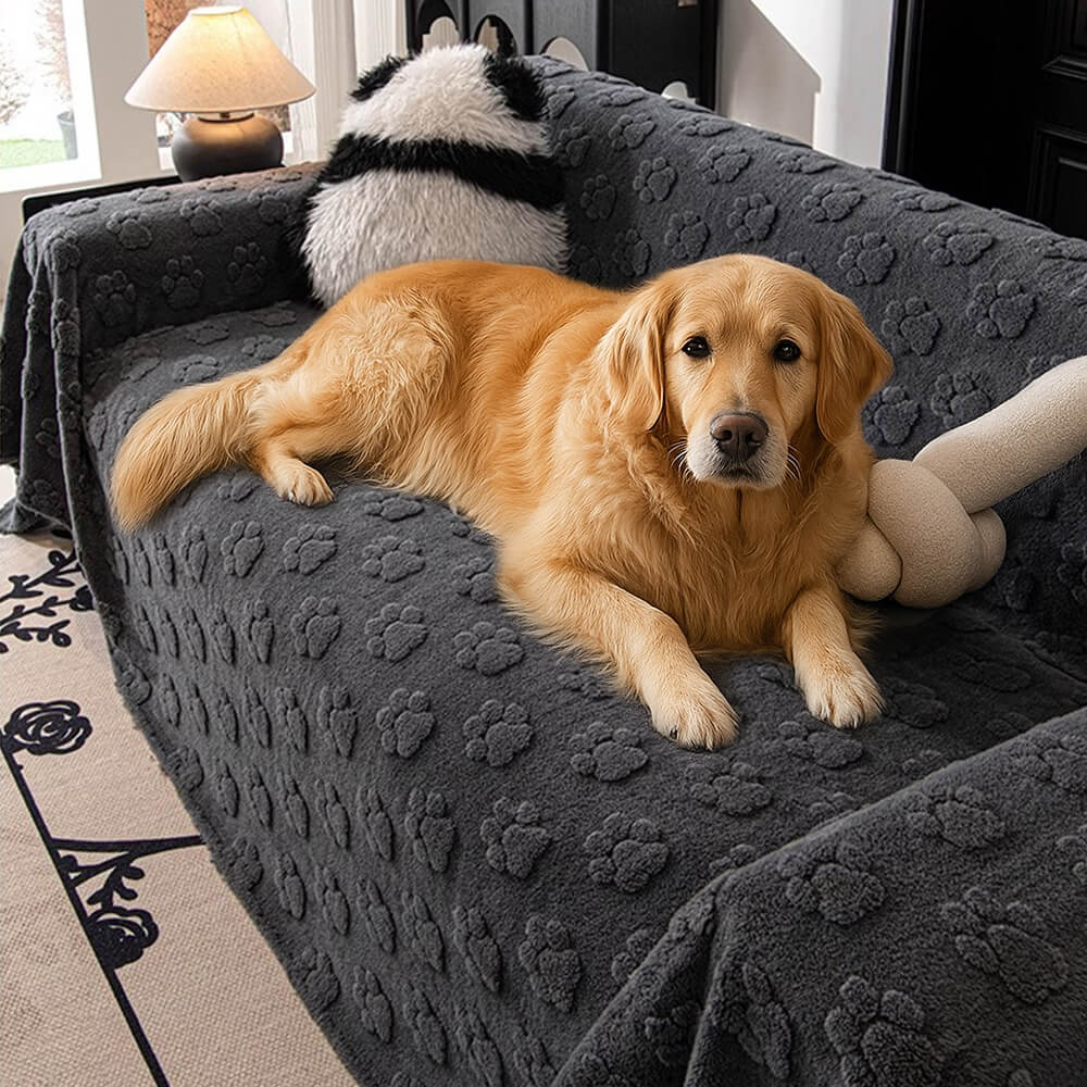 Funda de sofá suave con patrón de patas de peluche
