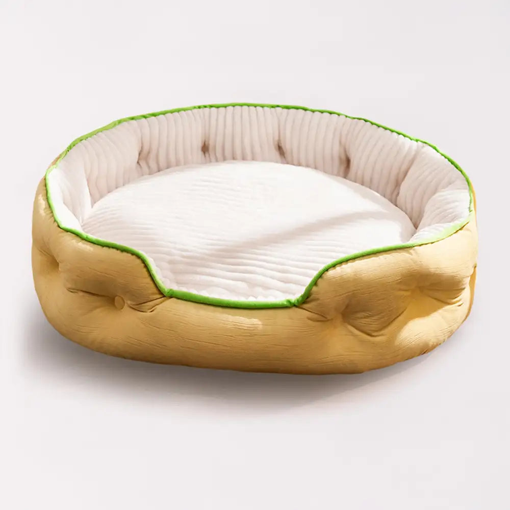 Cama para perro redonda de felpa, cálida, cómoda y profunda para dormir