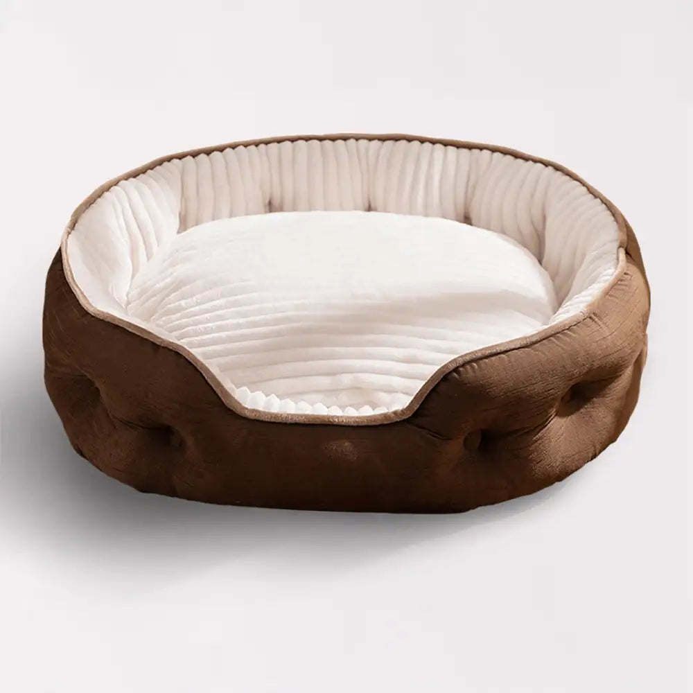 Cama para perro redonda de felpa, cálida, cómoda y profunda para dormir