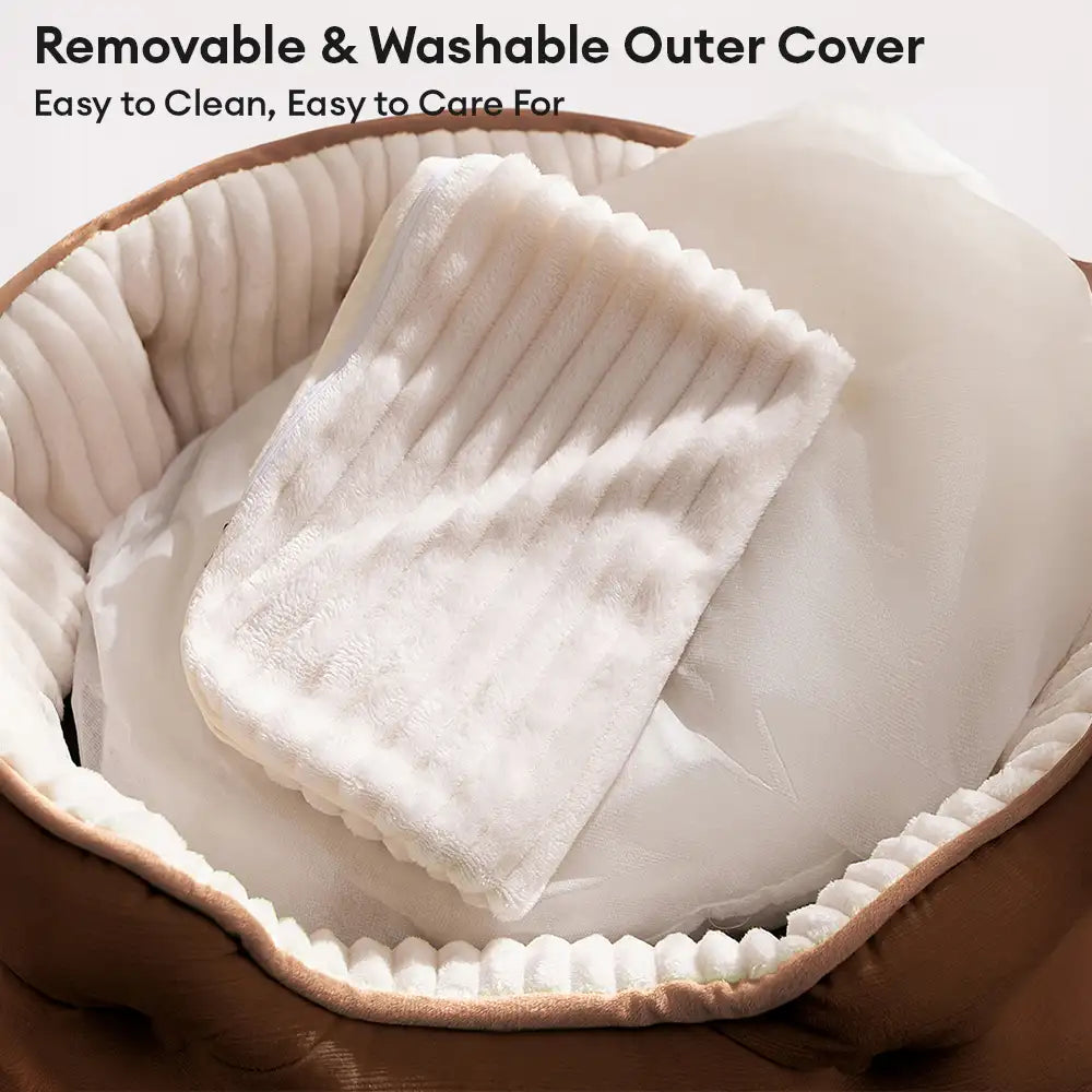 Cama para perro redonda de felpa, cálida, cómoda y profunda para dormir