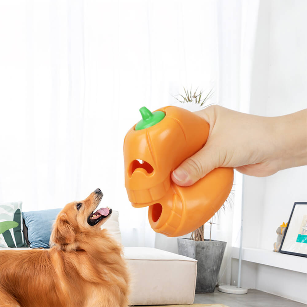 Juguete dispensador de golosinas para perros de calabaza Juguete masticable interactivo