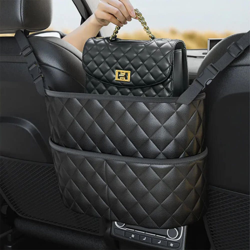 Bolsa de almacenamiento para el espacio entre asientos del coche con patrón de diamante acolchado - Mantén tus esenciales a mano