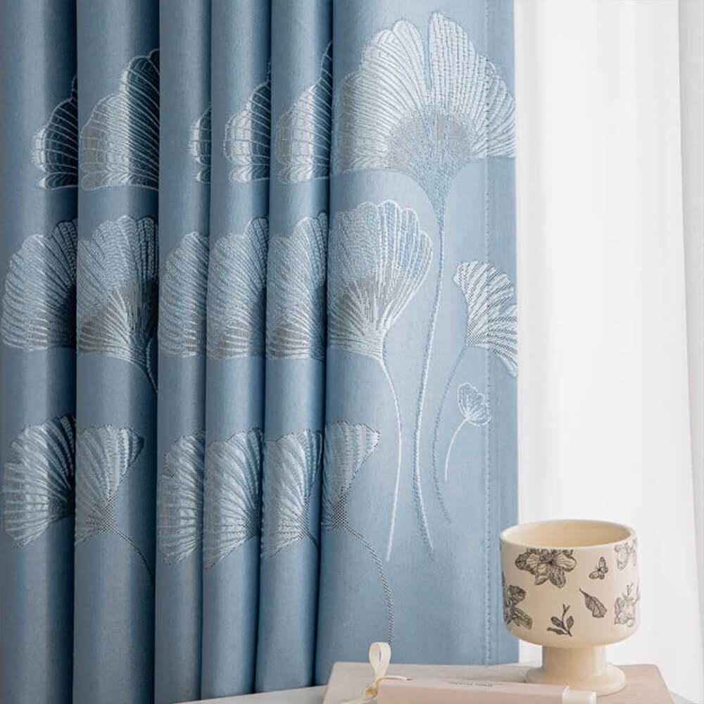 Cortinas opacas transpirables con reducción de ruido y diseño de jacquard refinado