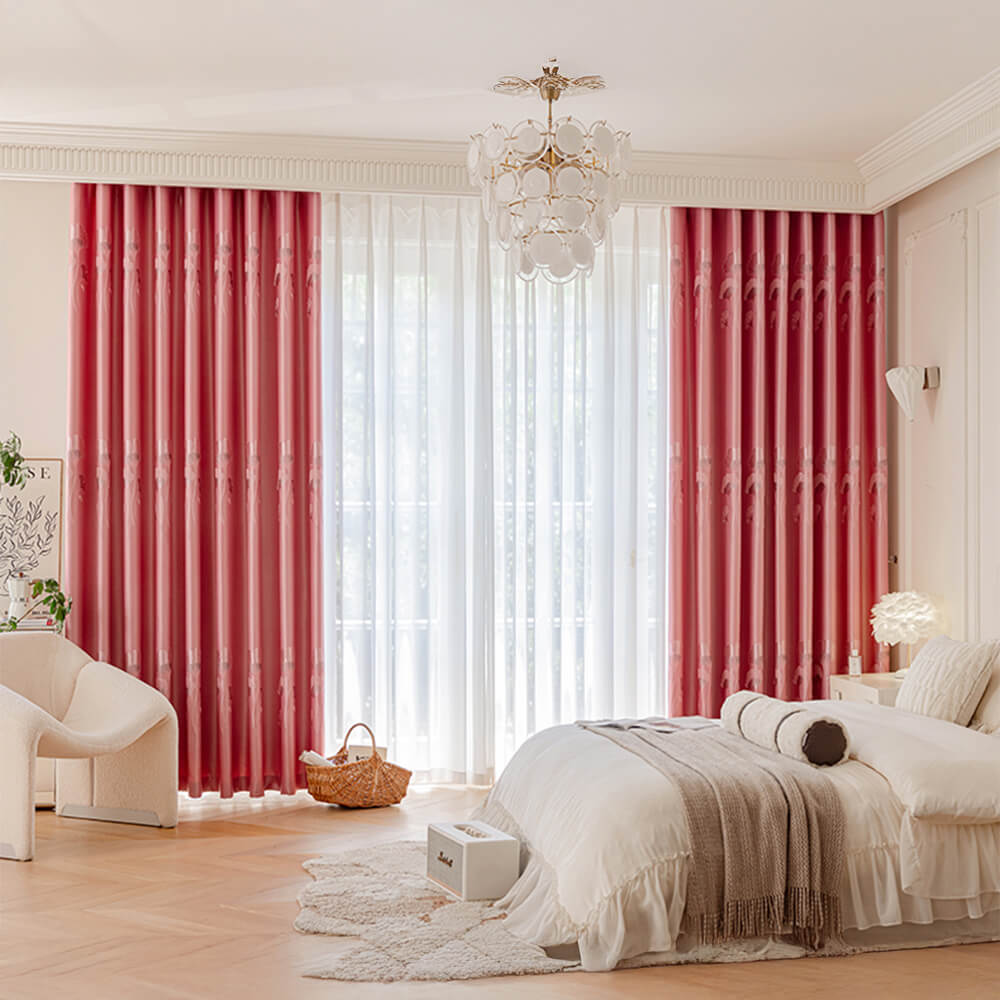 Cortinas opacas transpirables con reducción de ruido y diseño de jacquard refinado