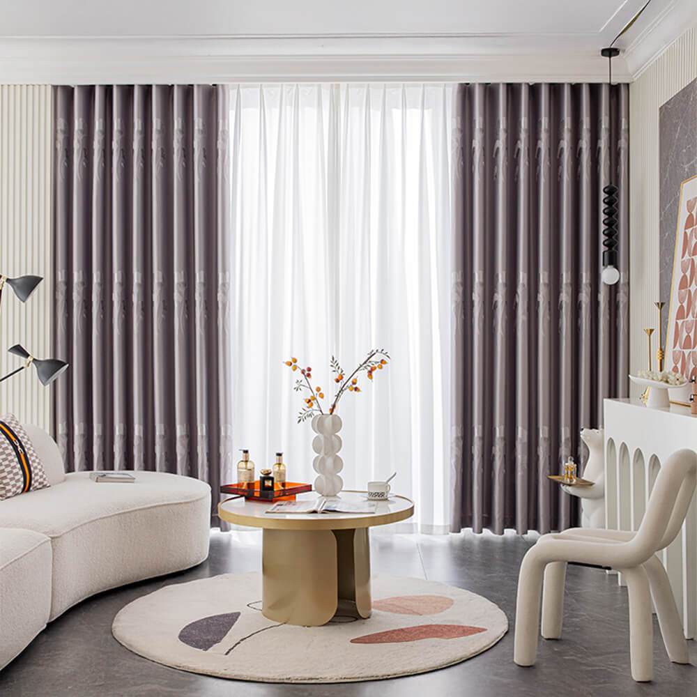 Cortinas opacas transpirables con reducción de ruido y diseño de jacquard refinado