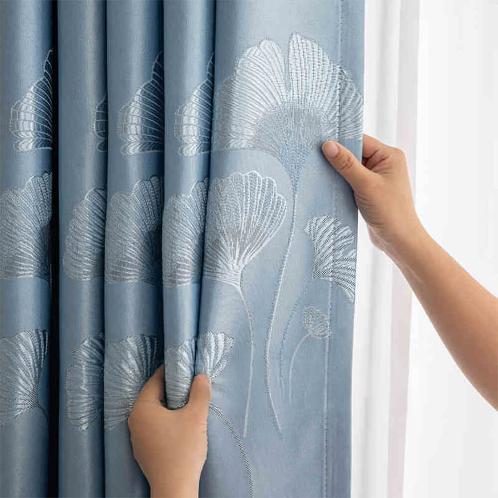 Cortinas opacas transpirables con reducción de ruido y diseño de jacquard refinado