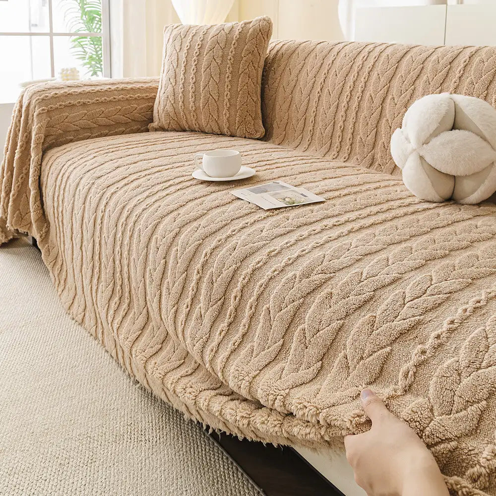 Simple Thickened Soft Fleece Fabric Sofa Protection Couch Cover