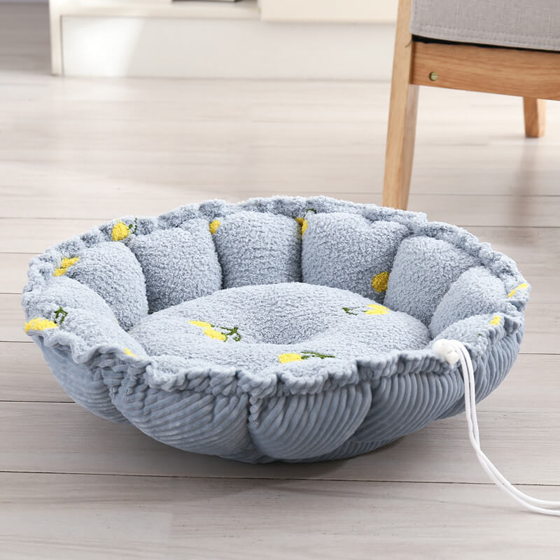 Cama para gatos con temática de frutas y diseño de cordón suave