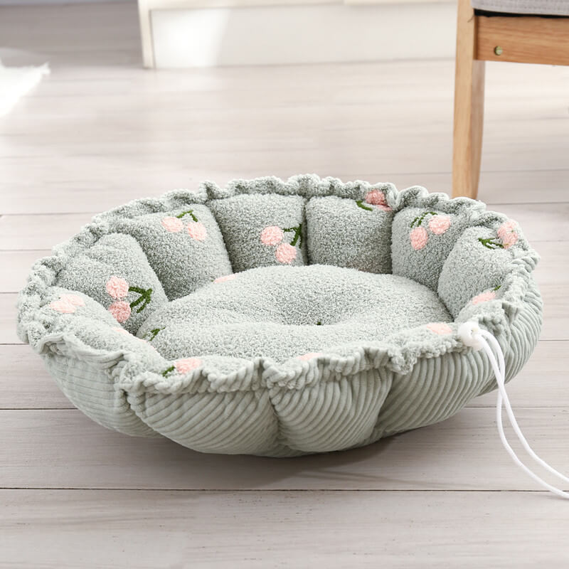 Cama para gatos con temática de frutas y diseño de cordón suave