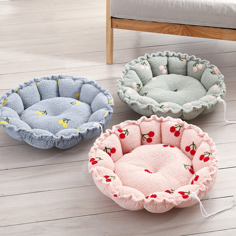 Cama para gatos con temática de frutas y diseño de cordón suave