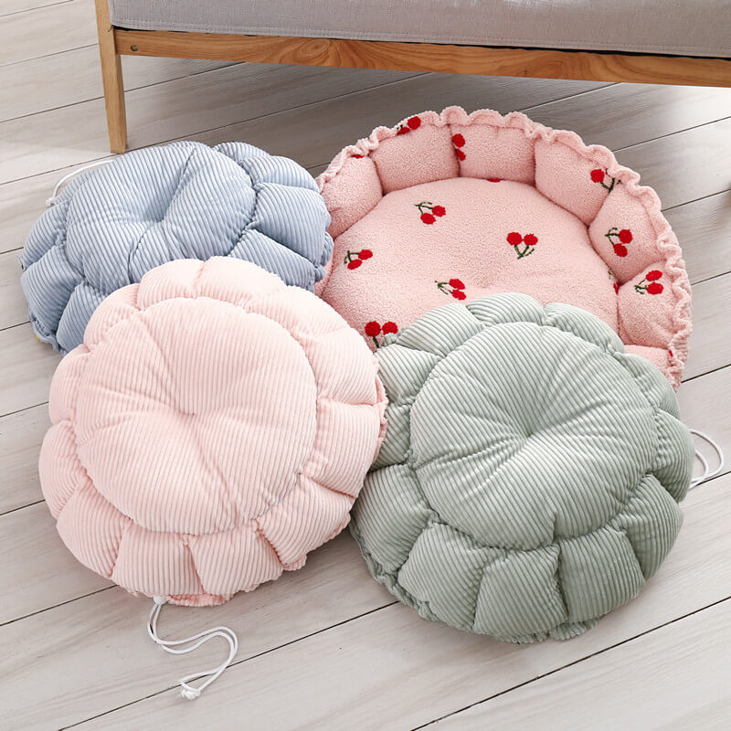Cama para gatos con temática de frutas y diseño de cordón suave