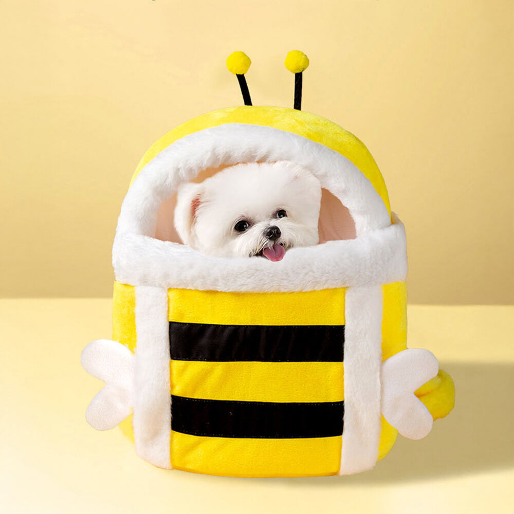 Bolsa de transporte para perros y gatos, cálida y transpirable, estilo abeja de peluche suave