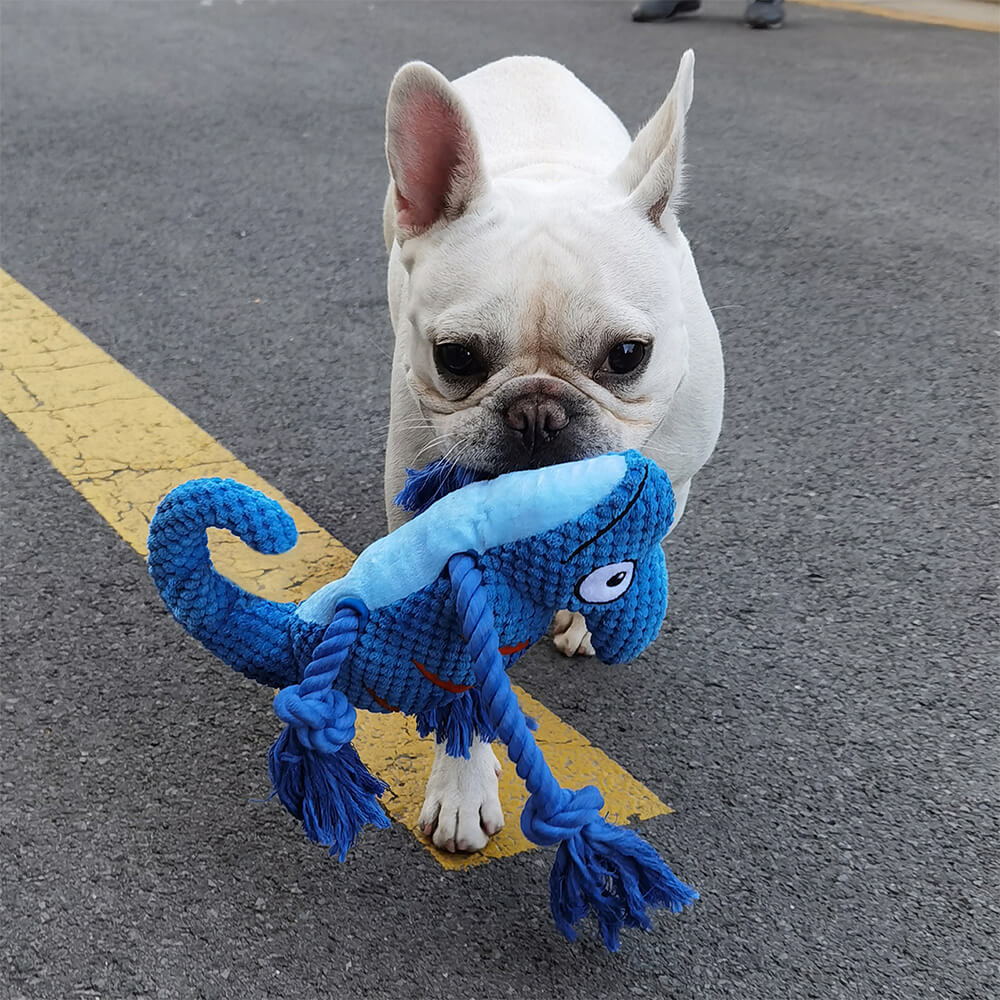 Juguete para perros de peluche suave y colorido en forma de camaleón con sonido