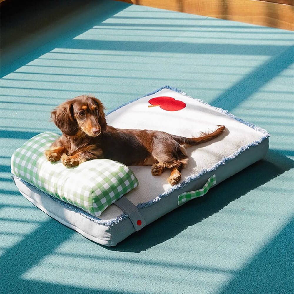 Esterilla vaquera espaciosa y duradera para perros y gatos con almohada desmontable