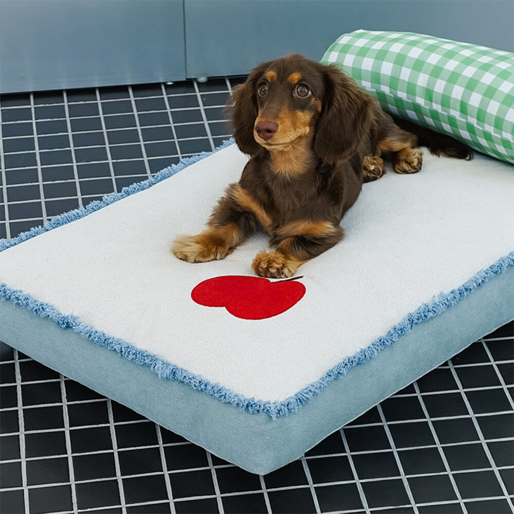 Esterilla vaquera espaciosa y duradera para perros y gatos con almohada desmontable