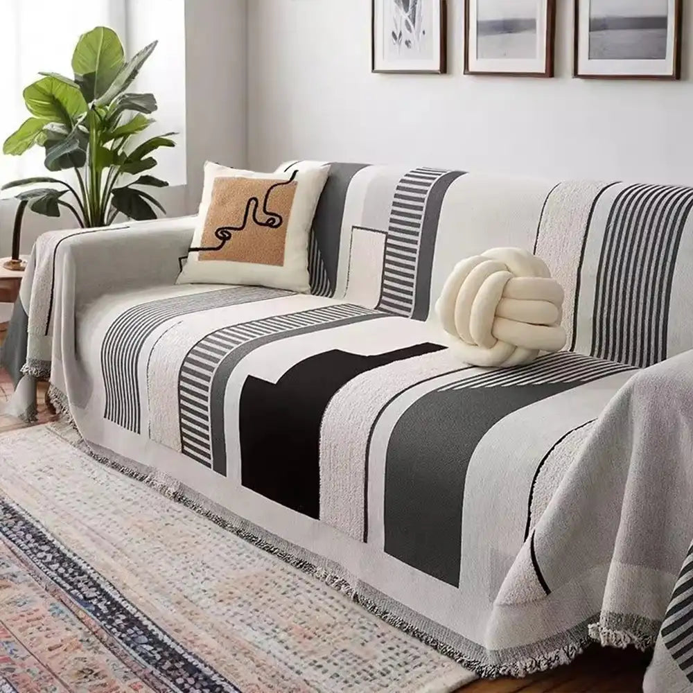 Protector de sofá multifuncional de chenilla resistente a los rasguños de arte Stripe
