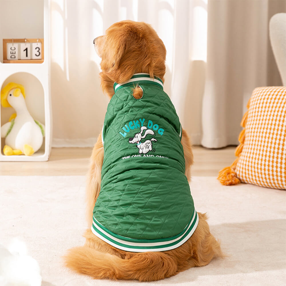 Chaqueta de abrigo para perro de felpa cálida con diseño de tablero de ajedrez y estilo elegante