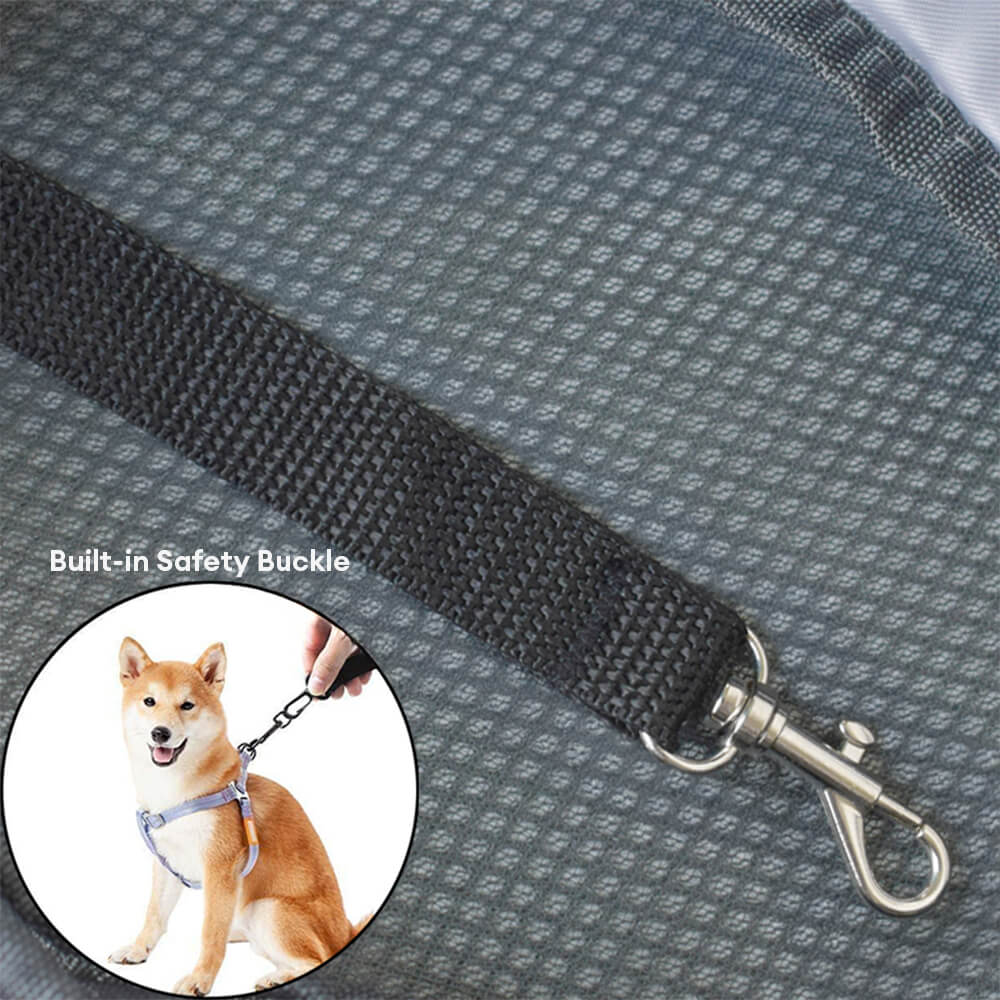 Elegante bolsa de transporte portátil de cuero sintético con malla para perros y gatos