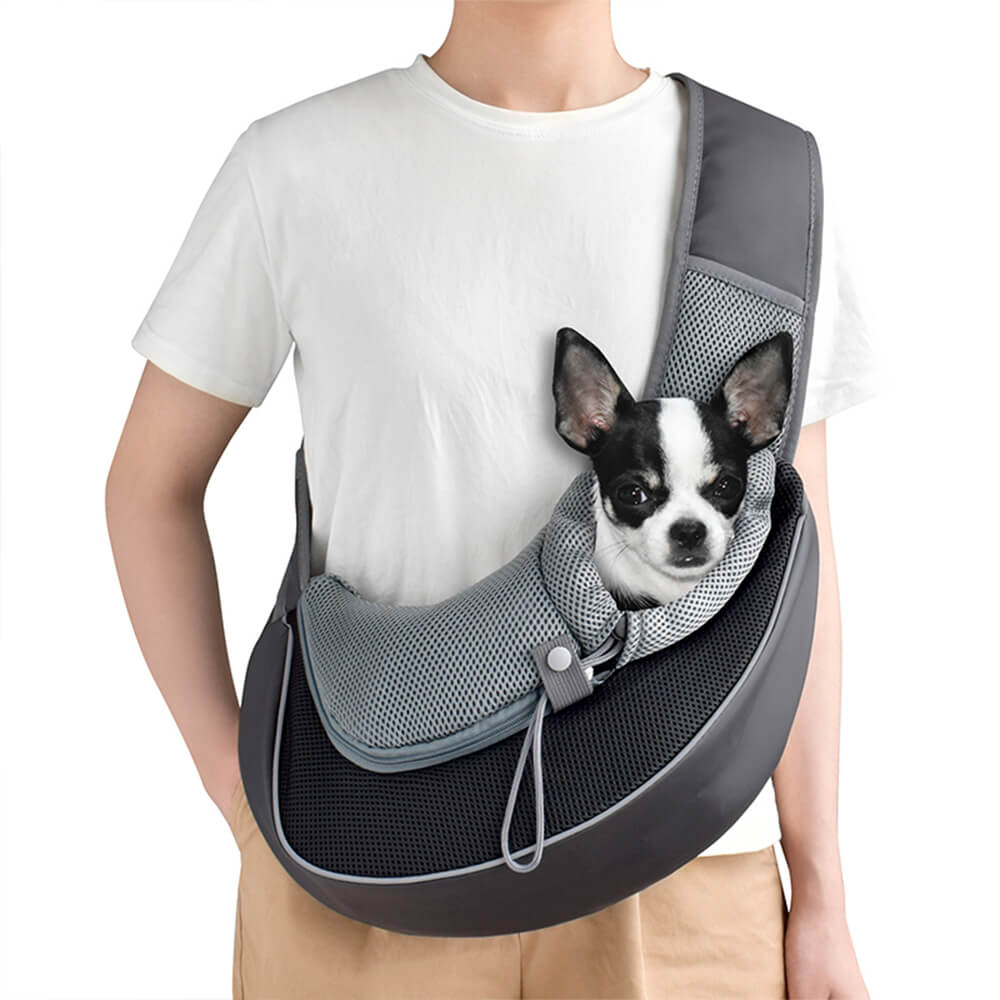 Elegante bolsa de transporte portátil de cuero sintético con malla para perros y gatos