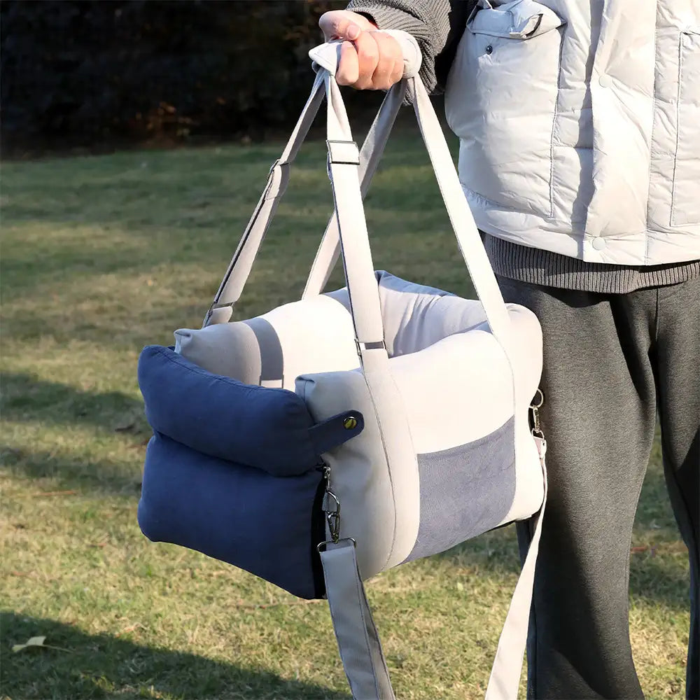 Bolsa de viaje de doble propósito con forro grueso para centro de consola y asiento para perro en el coche