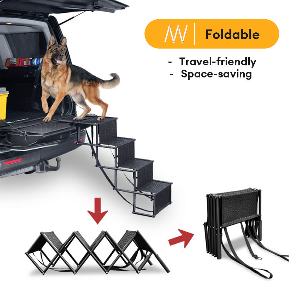 Escalera de coche para perros portátil plegable de 4 pasos antideslizante