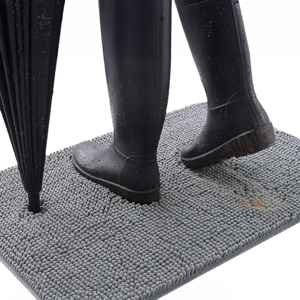 Alfombra de puerta de chenille ultra absorbente de chenille para patas de perros fangosas