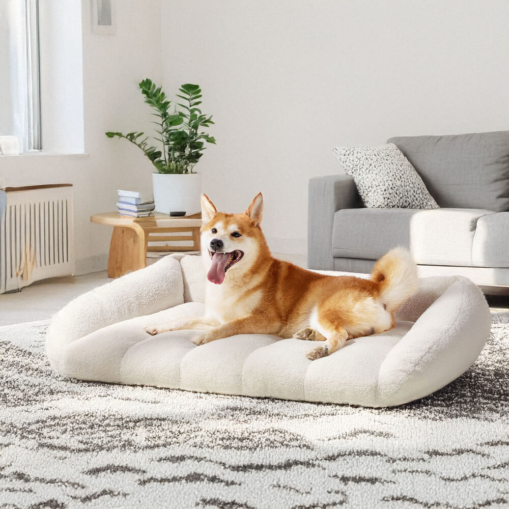 Sofá cama ortopédico para perros, cálido, lavable y ultra suave de vellón sintético Sherpa