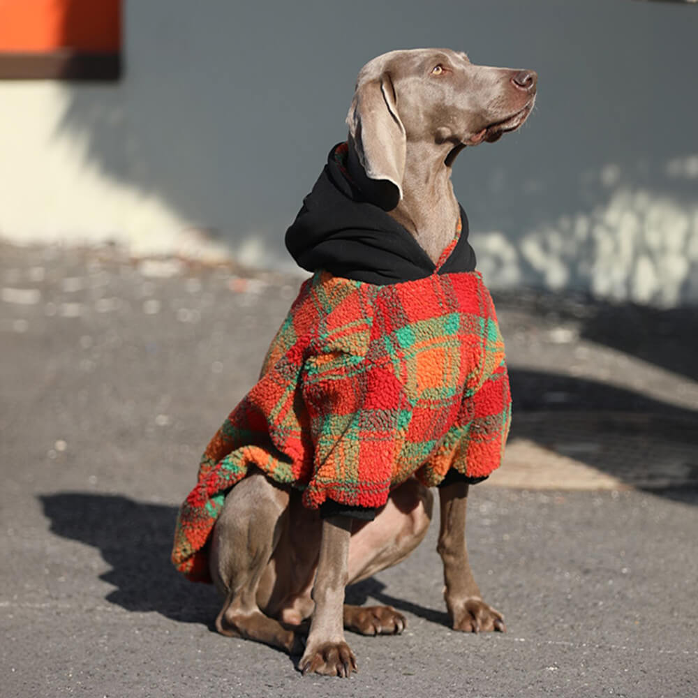 Sudadera con capucha para perro cálida de rayas cuadradas de estilo vintage