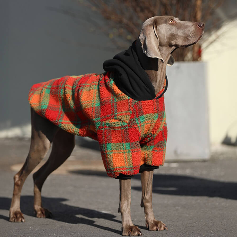 Sudadera con capucha para perro cálida de rayas cuadradas de estilo vintage