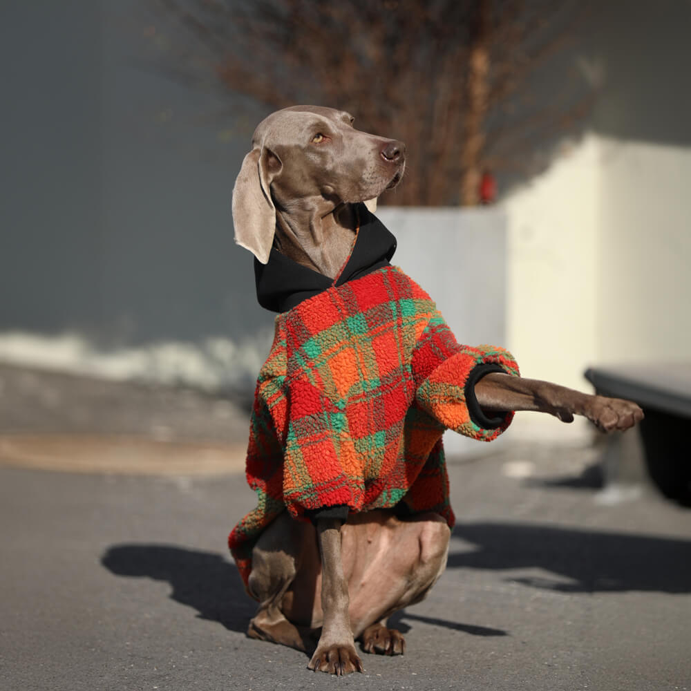 Sudadera con capucha para perro cálida de rayas cuadradas de estilo vintage