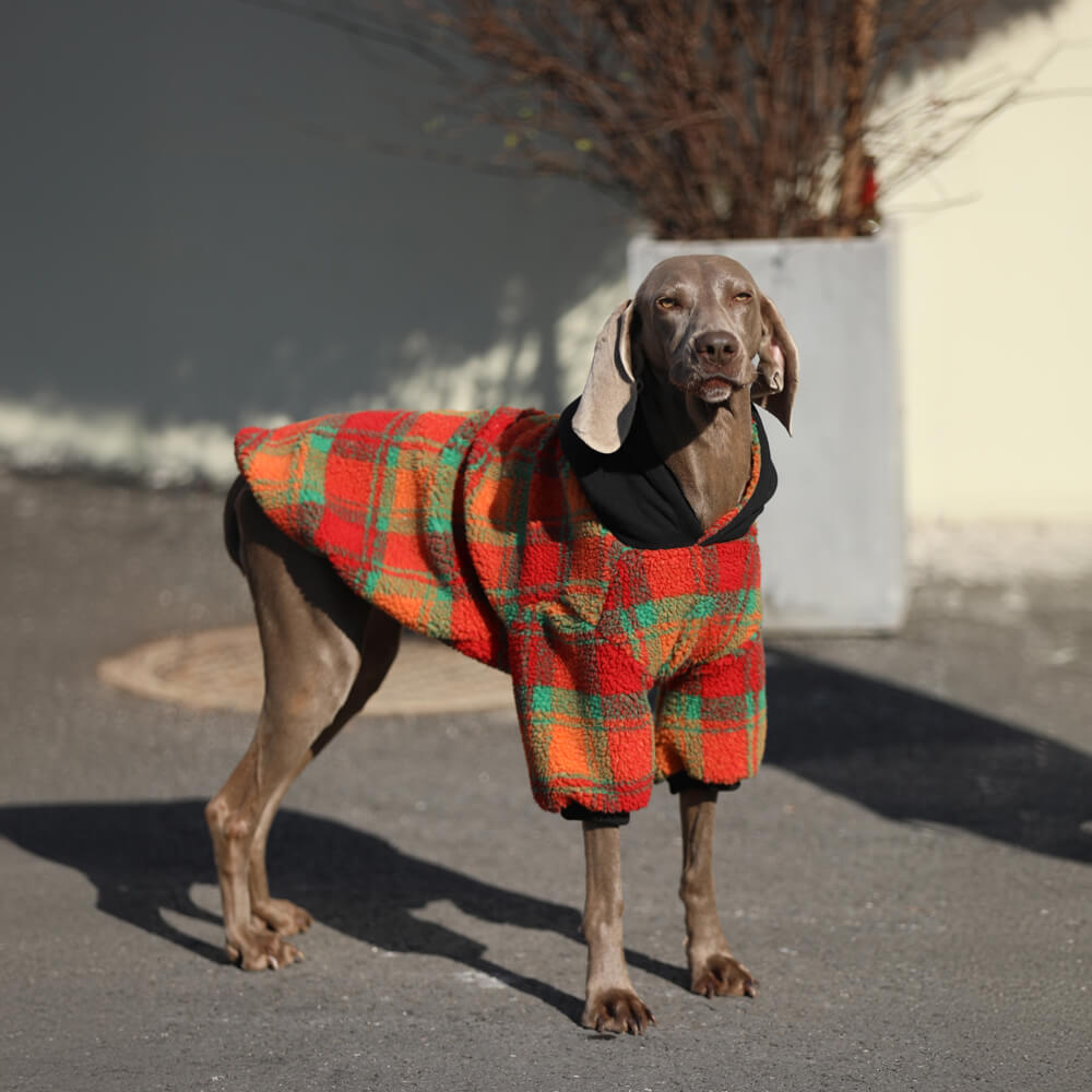 Sudadera con capucha para perro cálida de rayas cuadradas de estilo vintage