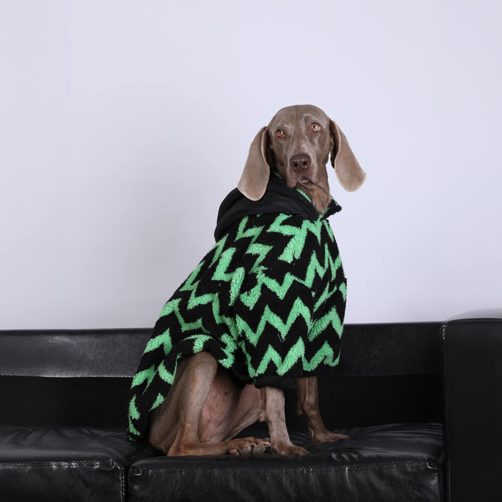 Sudadera con capucha para perro cálida de rayas cuadradas de estilo vintage