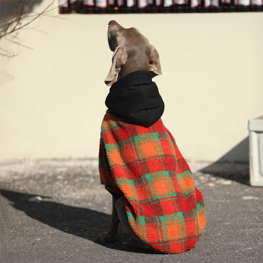 Sudadera con capucha para perro cálida de rayas cuadradas de estilo vintage