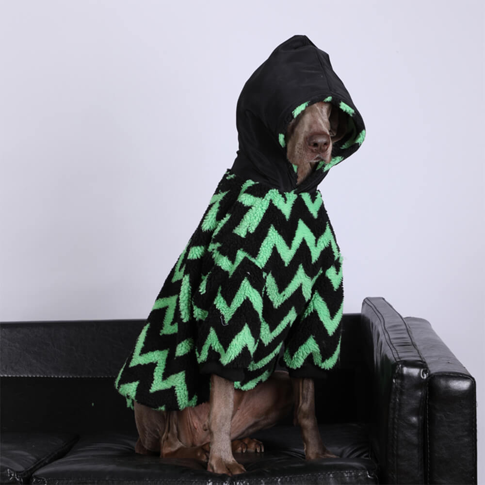 Sudadera con capucha para perro cálida de rayas cuadradas de estilo vintage