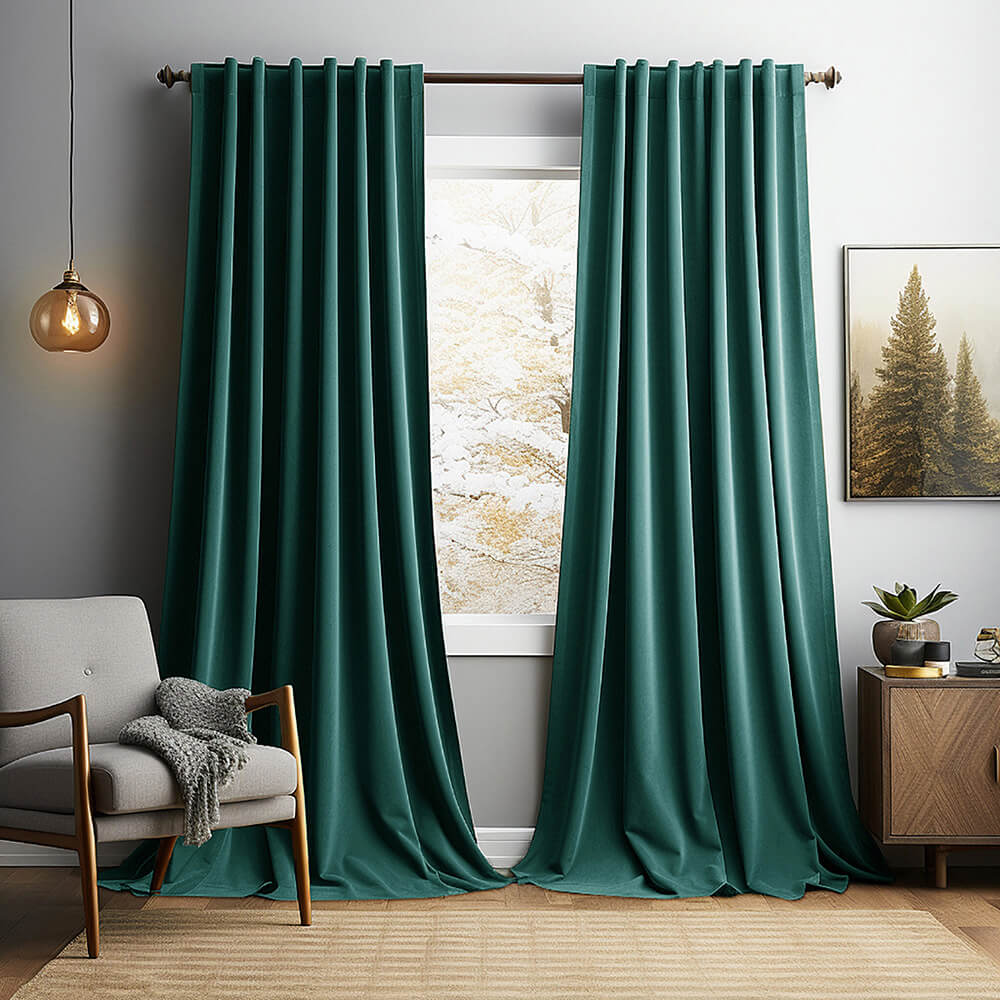 Cortinas opacas con aislamiento térmico de terciopelo sólido vintage