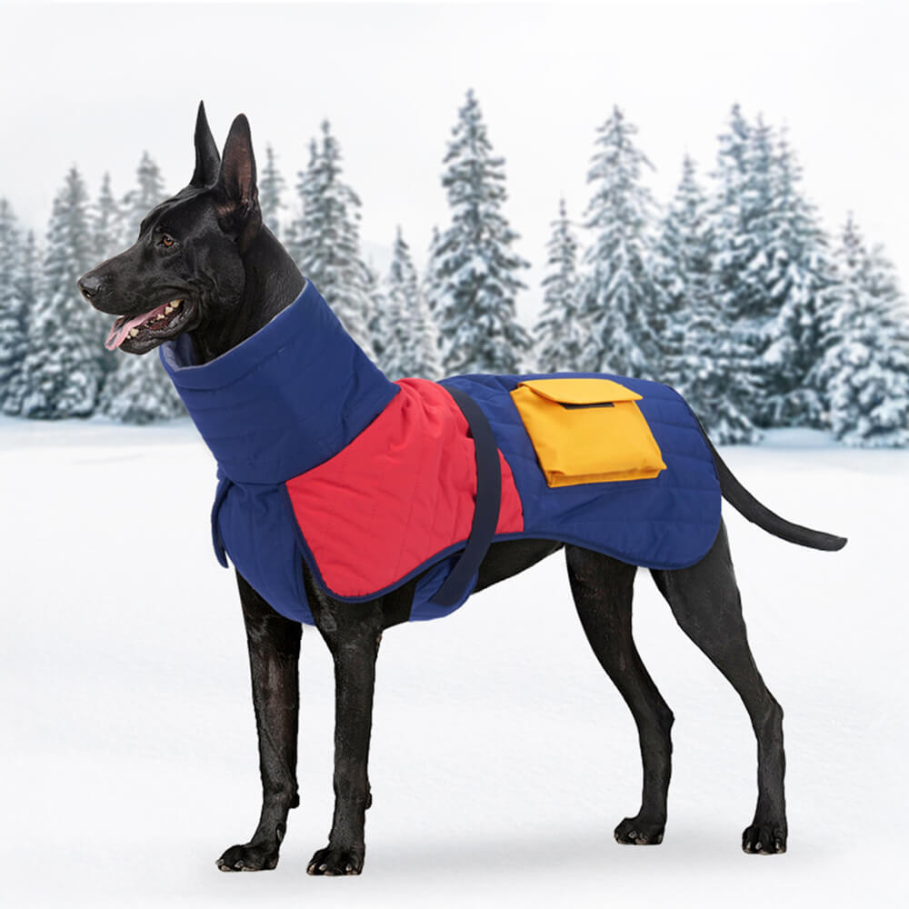 Chaqueta gruesa para perros con cuello alto, cálida, impermeable, con bolsillo ajustable