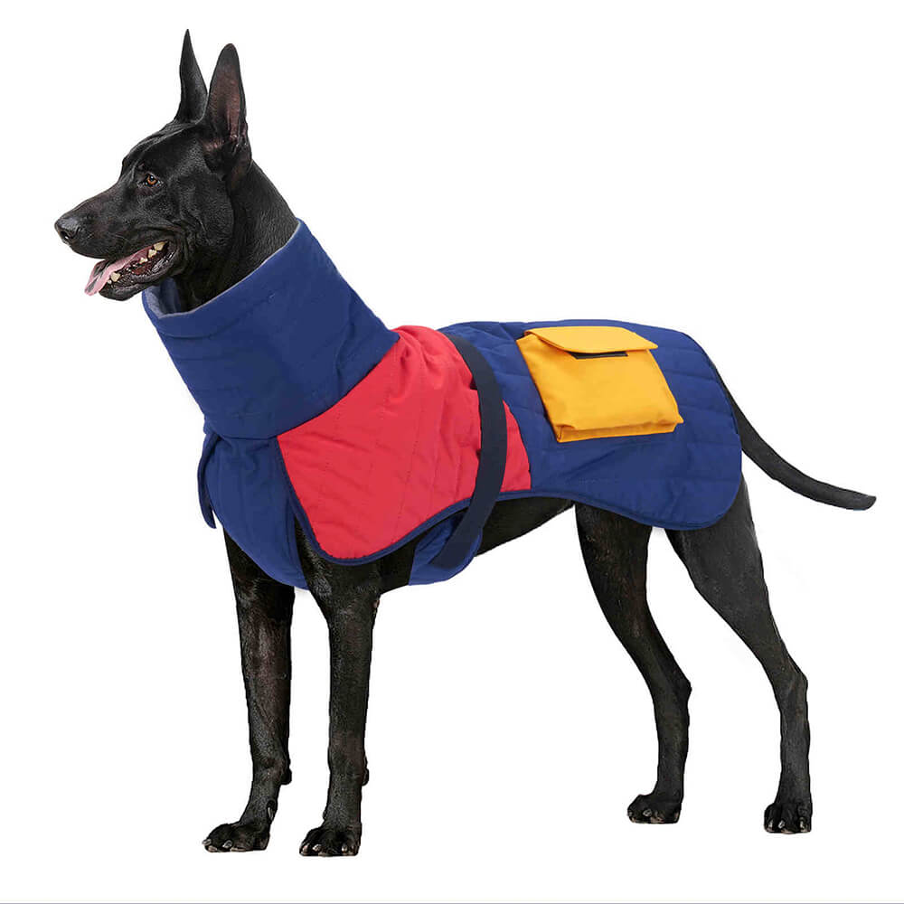 Chaqueta gruesa para perros con cuello alto, cálida, impermeable, con bolsillo ajustable