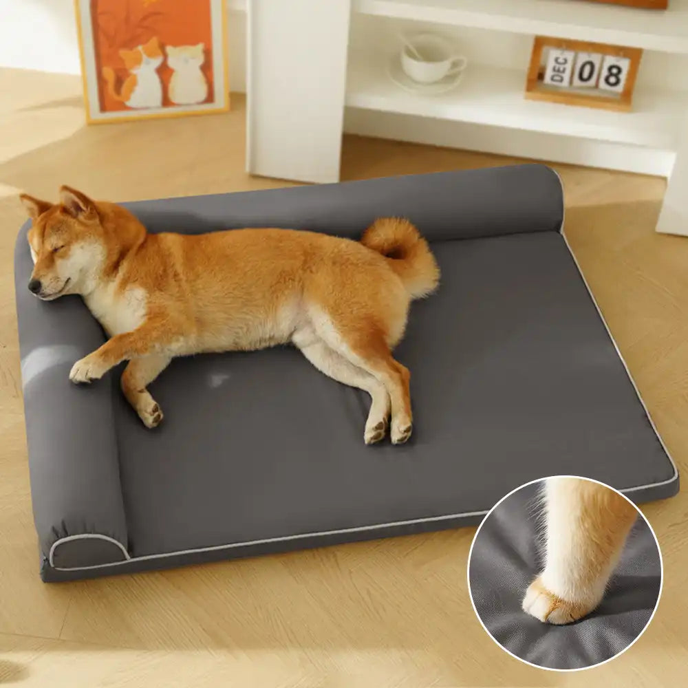 Cama ortopédica de espuma de huevo impermeable con lados elevados L para perros grandes