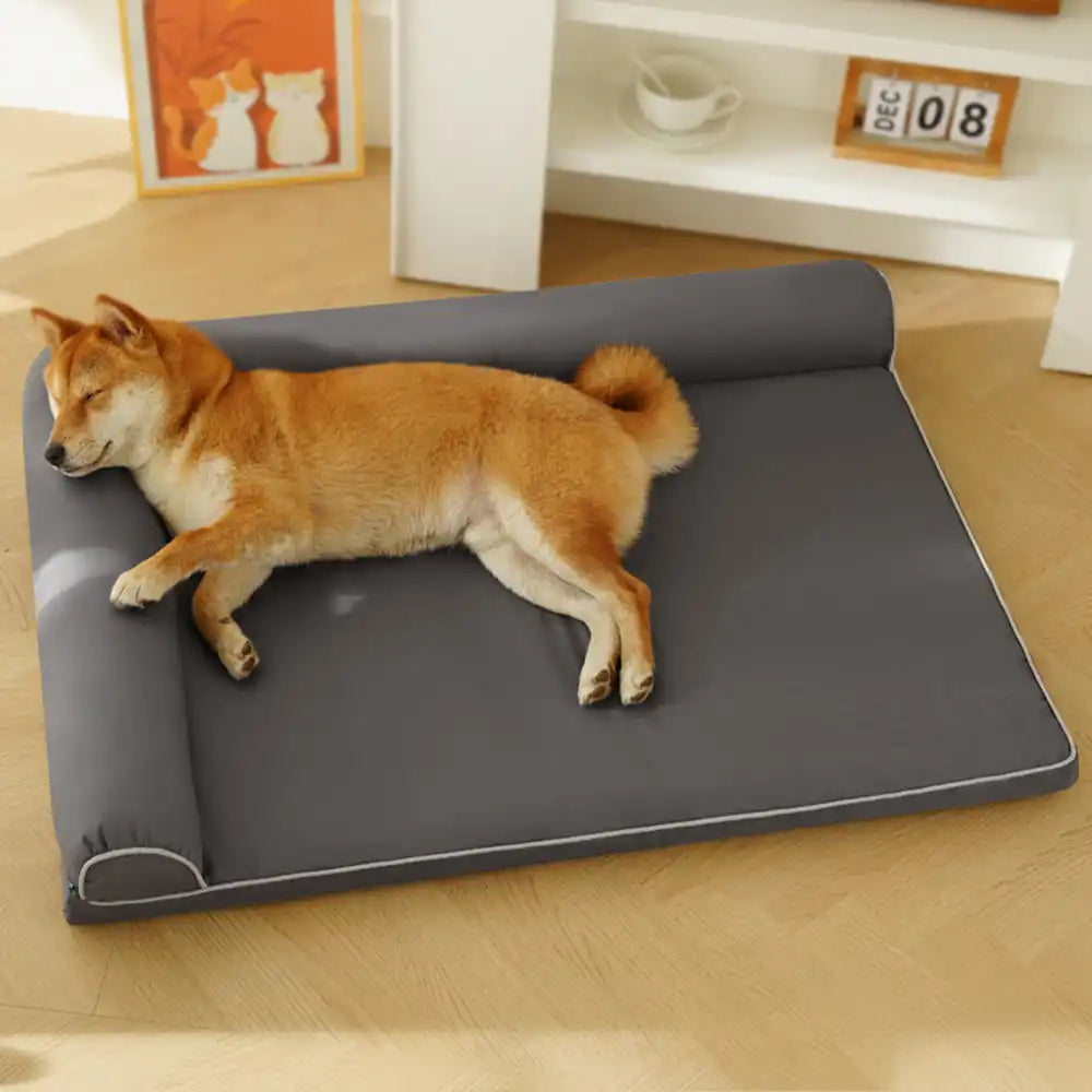 Cama ortopédica de espuma de huevo impermeable con lados elevados L para perros grandes