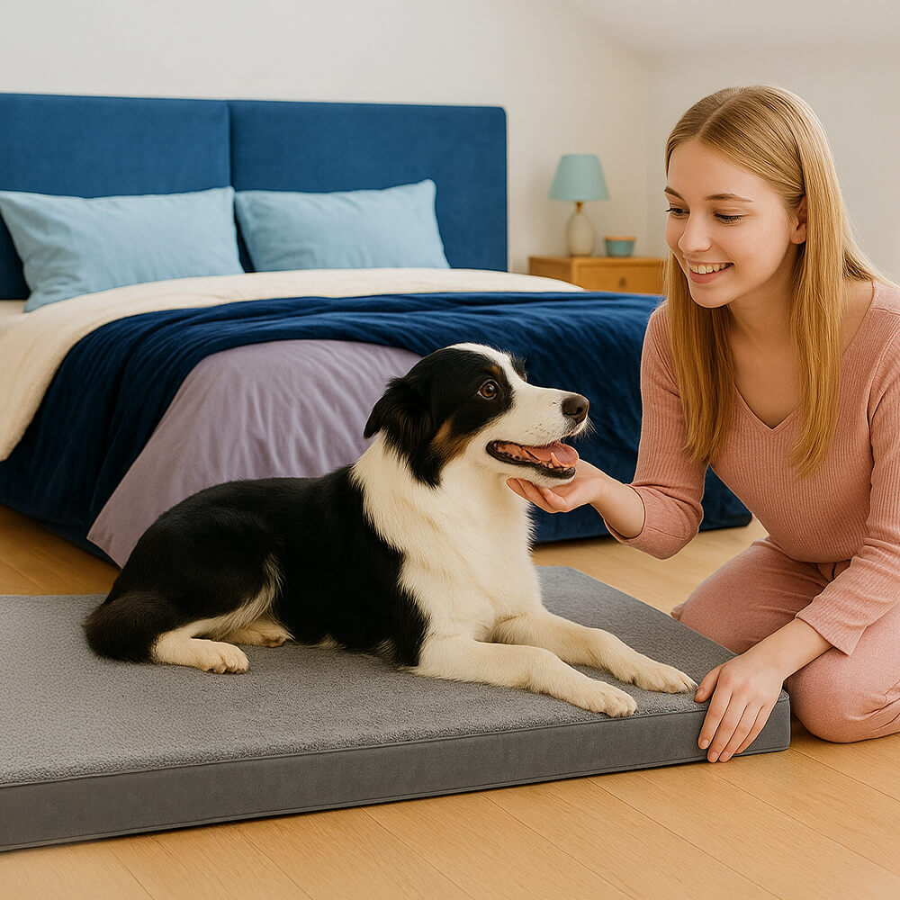 Cama para perro grande de memoria de espuma ortopédica extraíble e impermeable