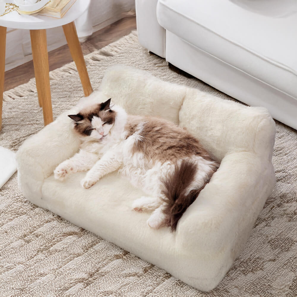 Sofá cama ergonómico para perros y gatos con respaldo de piel sintética de conejo Wave